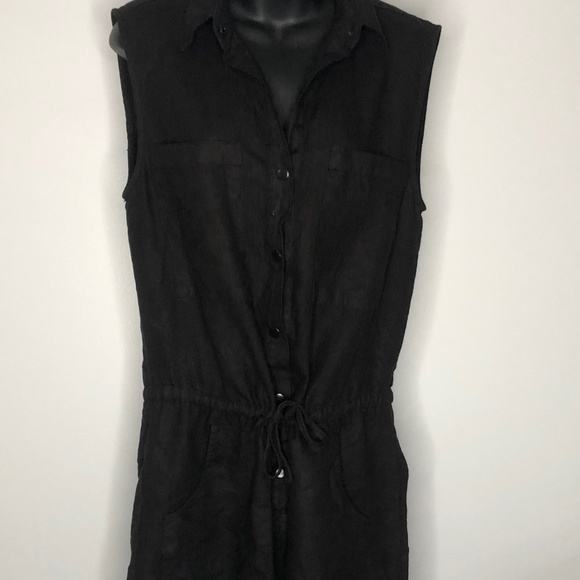 NWT Enza Costa Black 100% Hemp Sleeveless Romper Medium - Picture 2 of 8